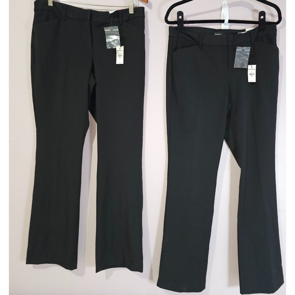 New Lot of 4 Express Sz 12 R Low Rise Editor Dress Pants 3 Black 1 Grey Capsule - Picture 2 of 9
